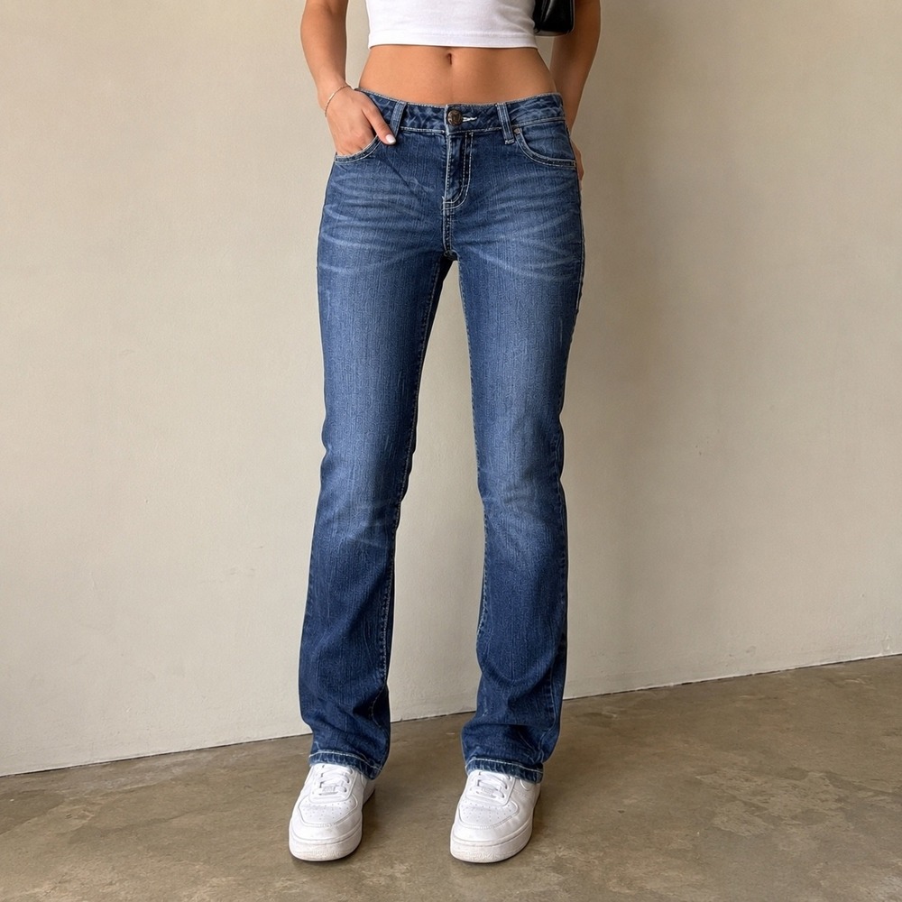 Wrangler Premium Patch Womens Medium Wash Slim Fit Jeans Blue Size 9x33